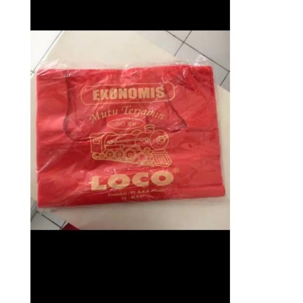 

Kantong Plastik Kresek Loco Ekonomis Merah Ukuran 40 x 60 isi 50 lemba