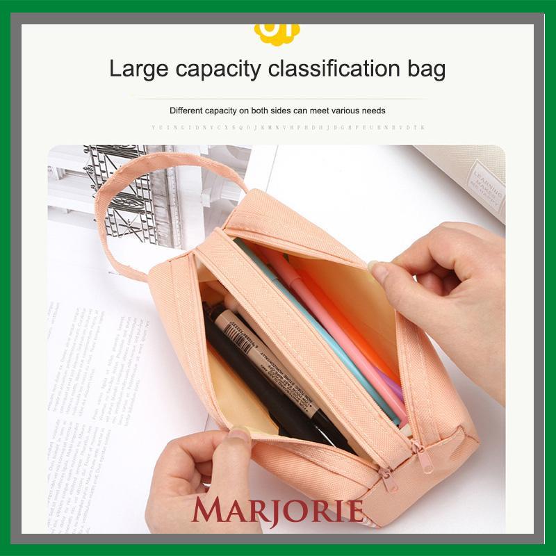 Kreatif Double-layer Kapasitas Besar Portable Pen Bag Sederhana Oxford Cloth Zipper Stationery Bag-MJD