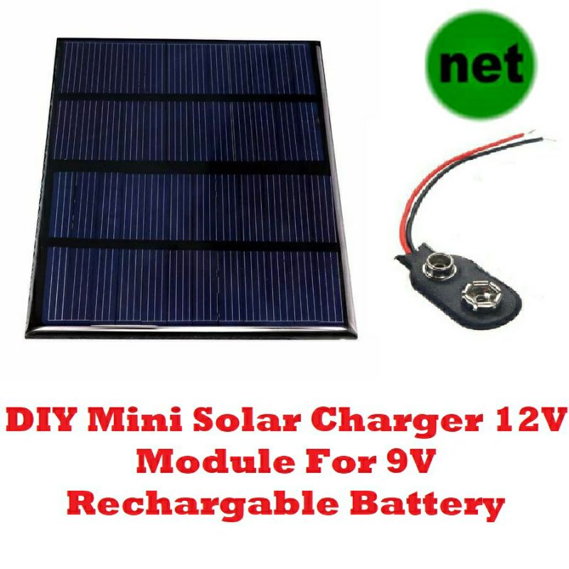 Paket Modul Kit Solar Charger Tenaga Surya 12V DIY Ke Baterai 9V Isi Ulang Rechargable