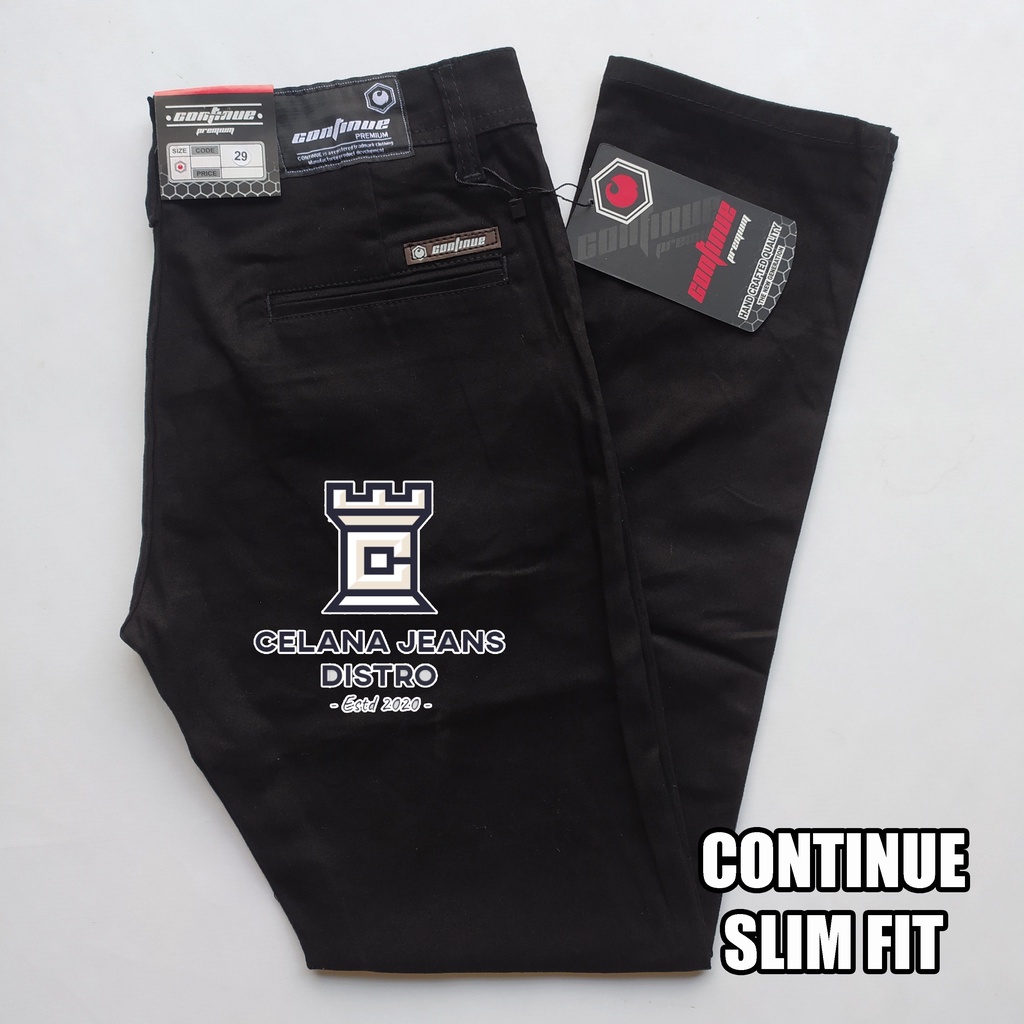 Celana Chino Panjang Hitam Pria Distro Continue