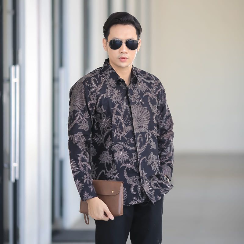 BATIK BOLO DEWO Motif SBY Hem Atasan Kemeja Baju Batik Pria Lengan Panjang