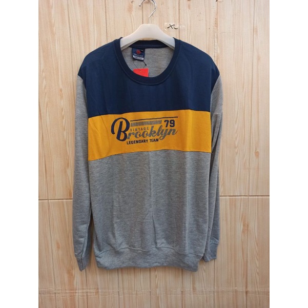 Sweater crewneck pria wanita unisex distro motif balok