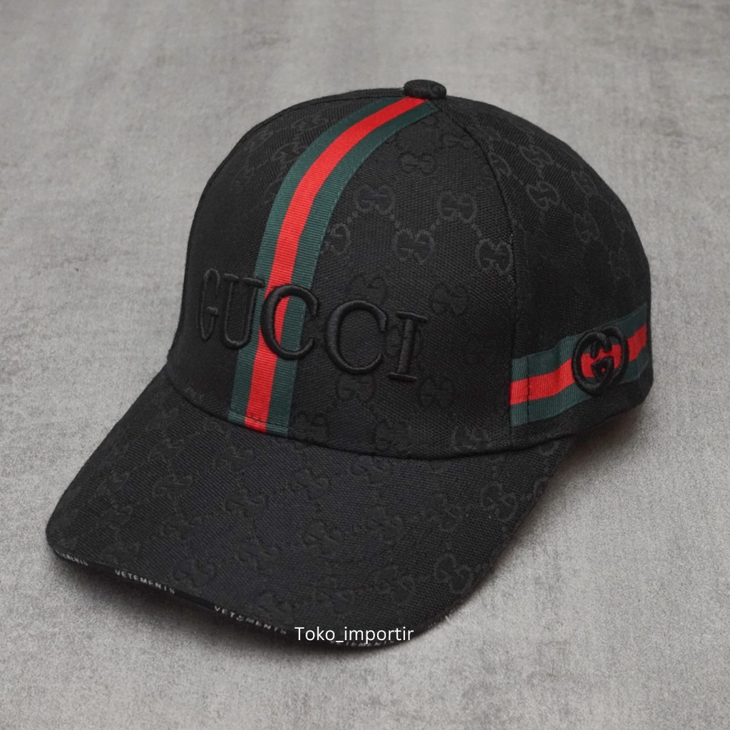 topi Gucci mirror import motif trapeze topi pria gucci baseball