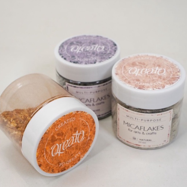 

QREATESTUDIOS | BUNDLE 3 JARS Mica Flakes | serbuk mika serbaguna untuk kesenian art