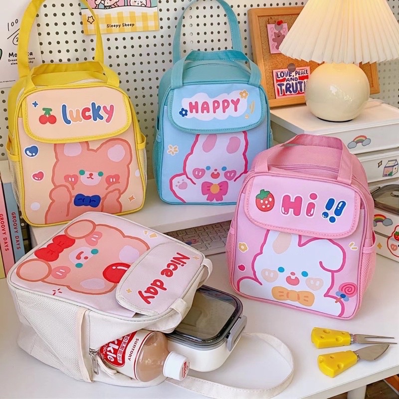 cute korean style lunch box bag tas kotak makan imut waterproof