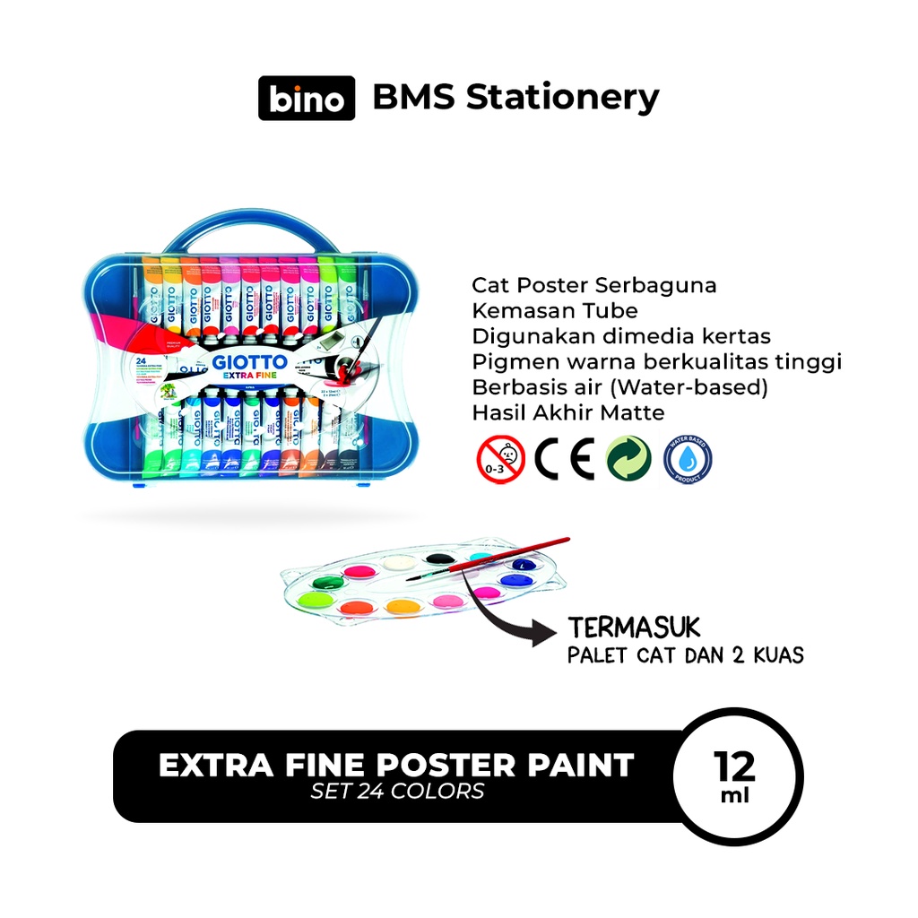 [BMS Yogyakarta] Cat Poster / Cat Tempera GIOTTO Extra Fine Poster Paint SET 24 Warna (12 ml) #30510