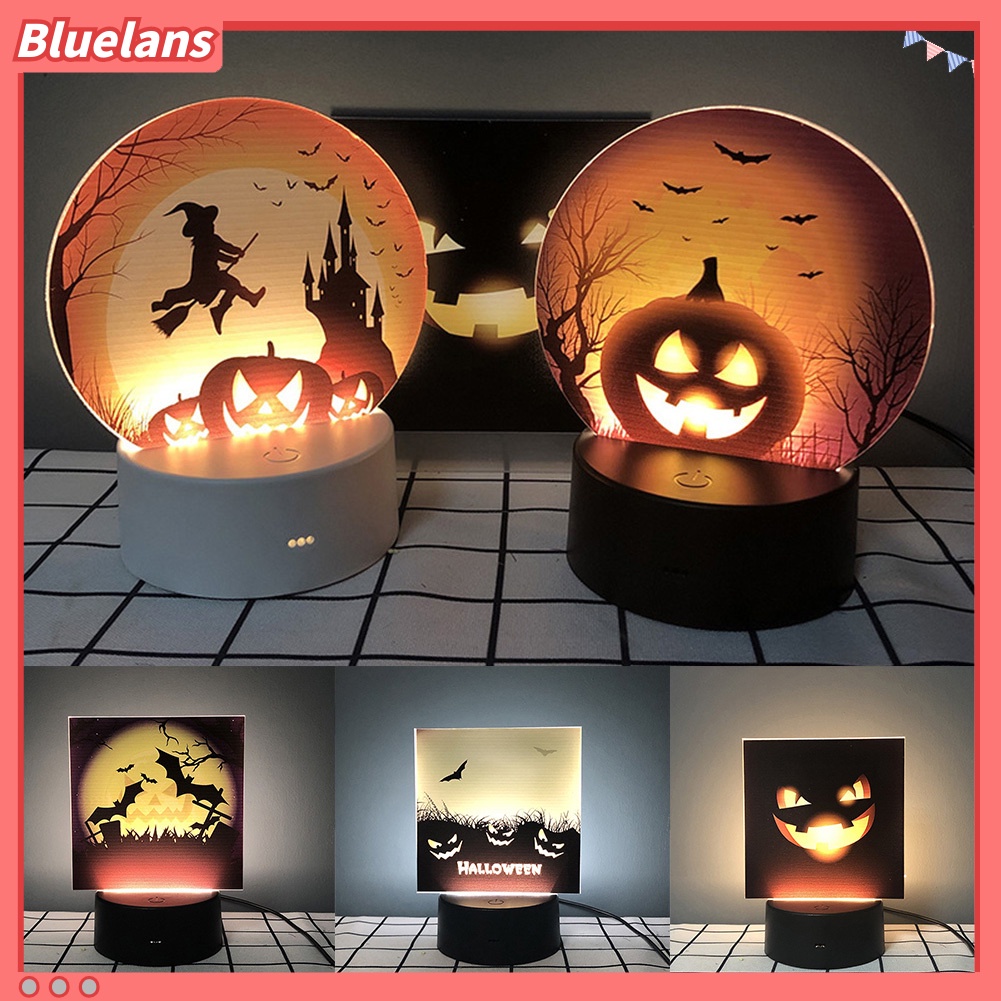 Lampu Malam LED Bentuk Labu Kelelawar Penyihir Untuk Ornamen Halloween