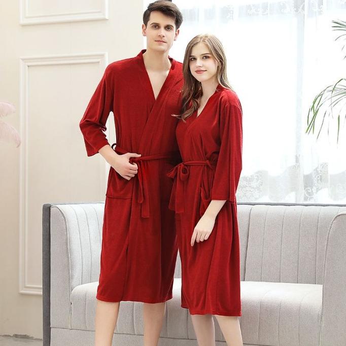 HANDUK KIMONO / BAJU HANDUK BATHROBE UNISEX PRIA & WANITA COUPLE