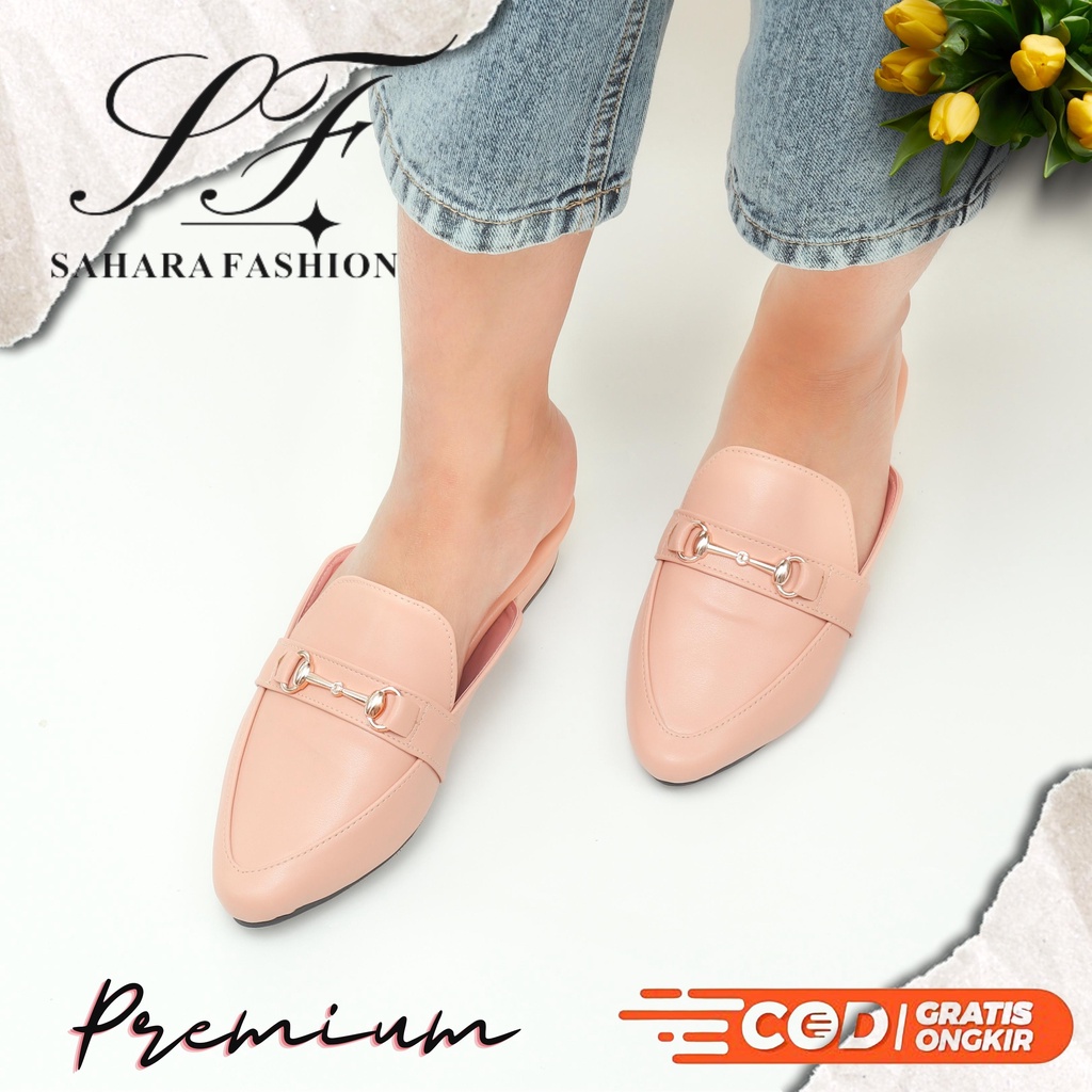 Sahara Khalila Sepatu Sandal Mules Pesta Kondangan Wanita Wedges Heels 3cm Premium