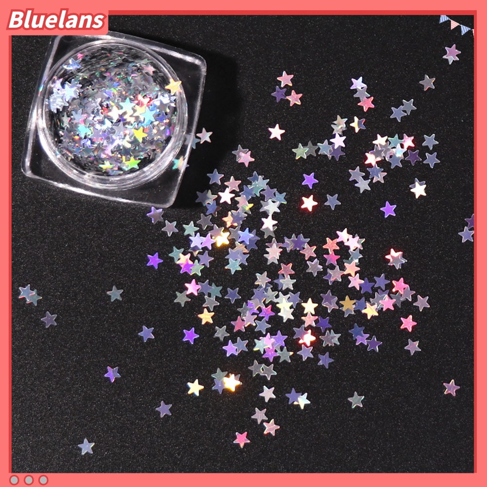 Bluelans 3mm Payet Bintang Warna Laser Untuk Dekorasi Nail Art DIY