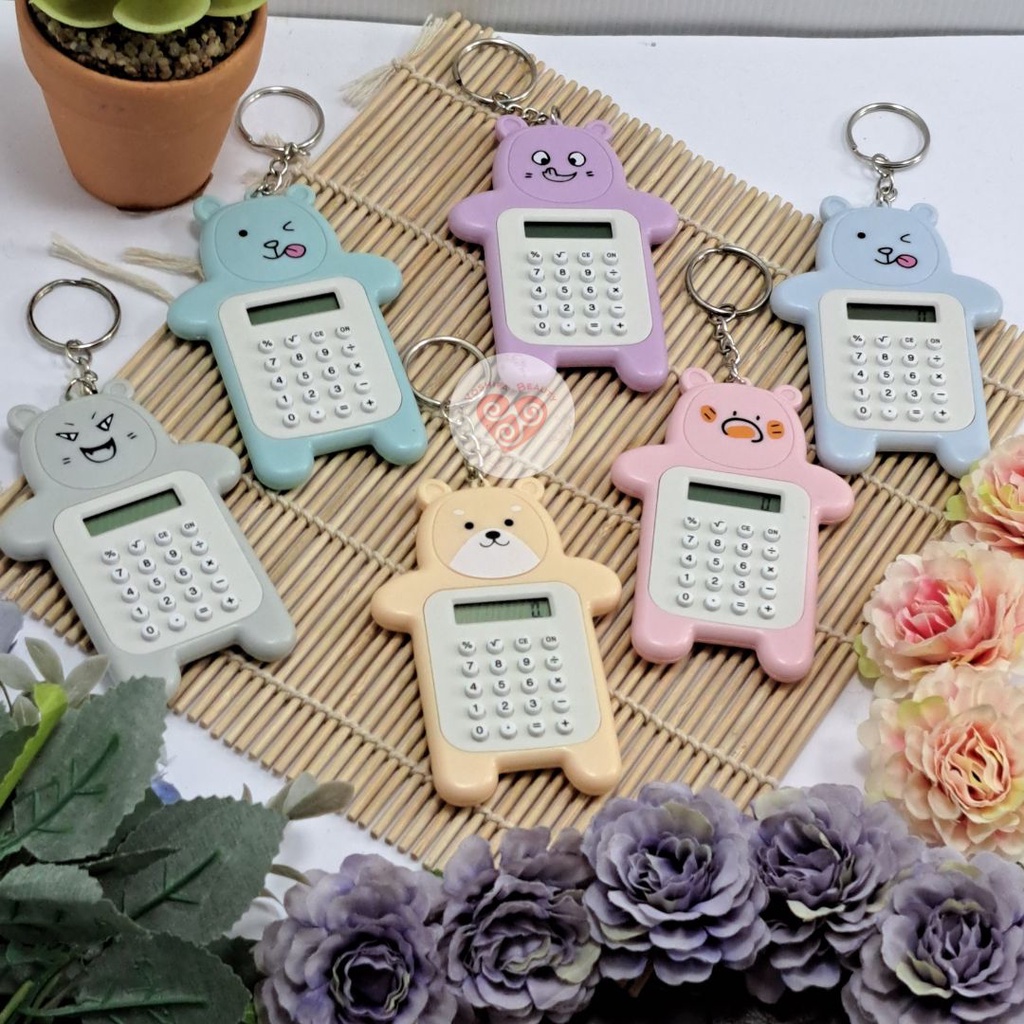 Kalkulator Mini Portable Desain Beruang Lucu | Calculator Cute Bear Sekolah 8 Digit Mini Portable