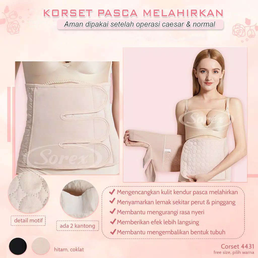Korset Stagen Pelangsing Pasca melahirkan Sorex Double Rekat 1052 F 8052 4431 All Size Jumbo Black Cream Good Quality