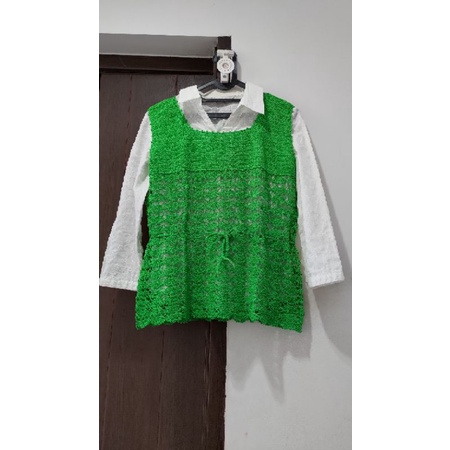 Vest rompi rajut wanita handmade hijau