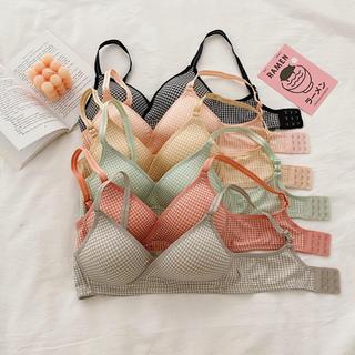 GO! BR954 Bra BH seksi wanita Seamless Sexy Full Cup Tanpa Kawat Tali Adjust motif kotak kotak