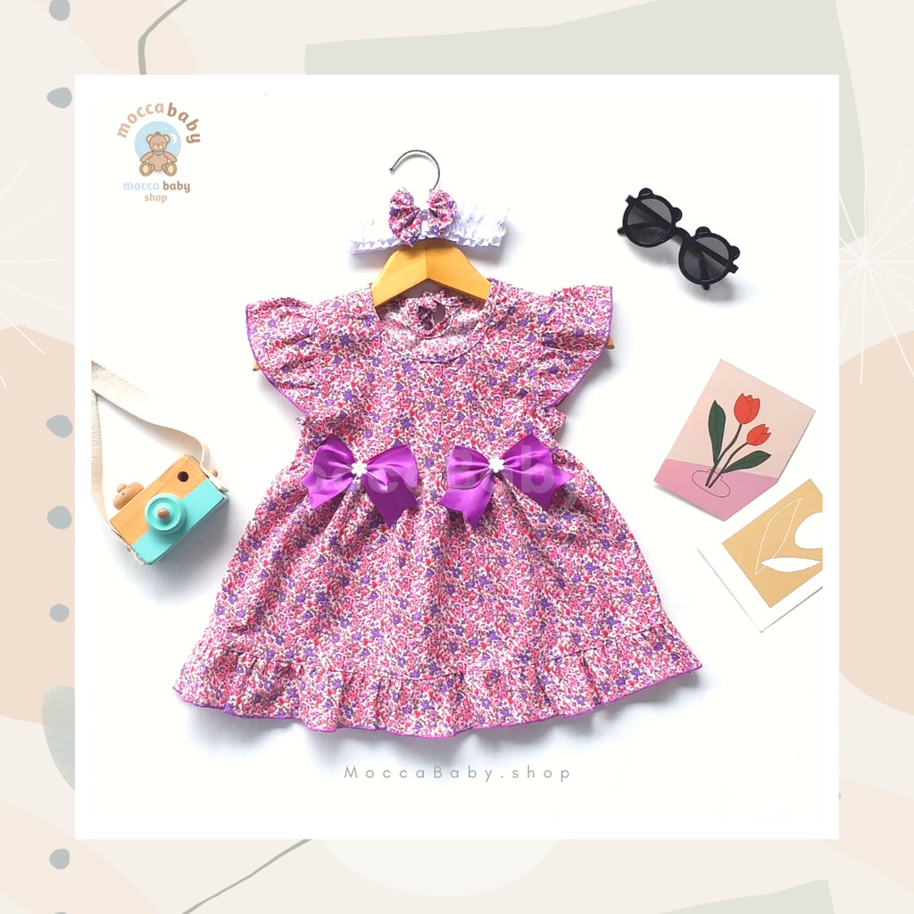 MBSS - (EXCLUSIVE ON MOCCABABY ) Dress Bayi Motif Animal Lucu Baju Bayi Perempuan / QIU2 DOUBLE RIBBON