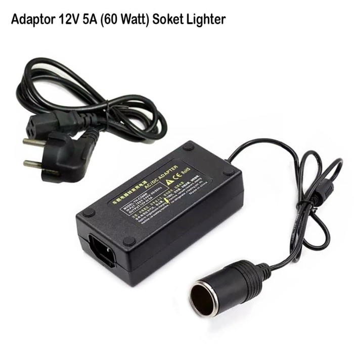 Power Adaptor DC 12V 5A Soket Lighter Female