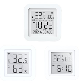 Tuya WIFI Smart Monitor Suhu Kelembaban Smart Sensor Jam Tampilan Digital #2