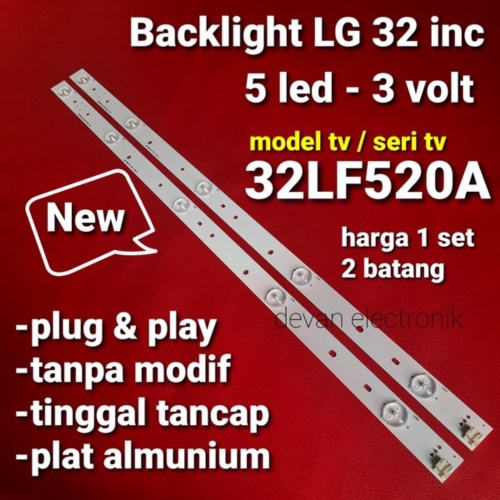 Dijual lampu led backlight tv LG 32 inch 3v 5kancing led backlight tv lg 3v 5mata original Limited