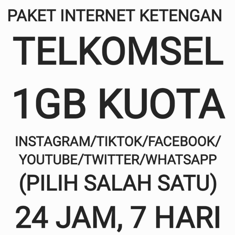[CHAT DULU SEBELUM ORDER]Paket Internet Telkomsel Ketengan Sosmed Sosial Social Media 1 GB 7 Hari Mi