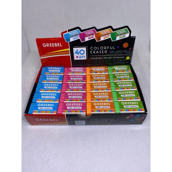 GREEBEL Penghapus Warna Warni/Eraser Colorful GBF 221240 (pak)