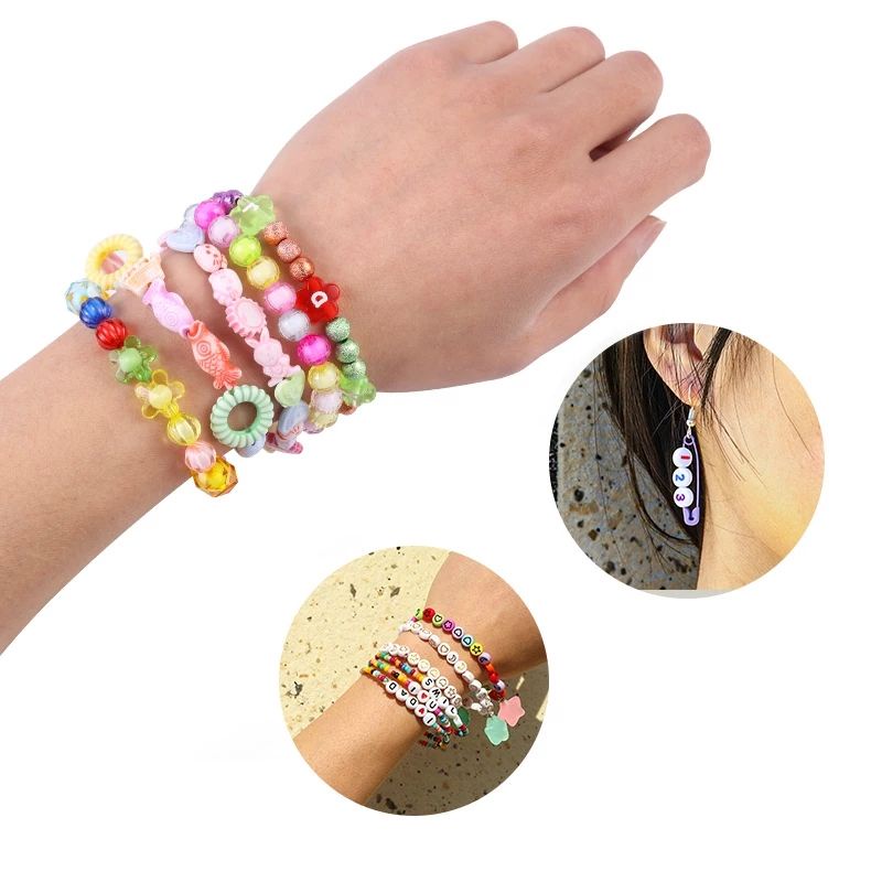 (100 pc)Manik Manik Huruf Bulat Mote Huruf Vokal Bundar Bahan Kerjinan Gelang Kalung Khusus Huruf AIUEO