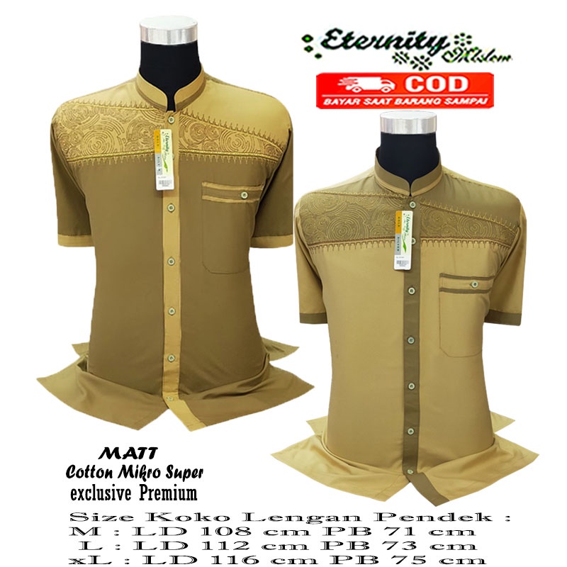 Baju Koko Bordir Kombinasi Atasan Muslim Lengan Pendek Koko Eternity Terbaru COD