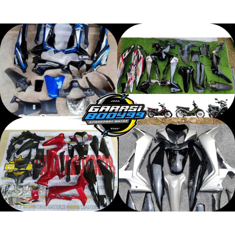 cover full set body halus kasar supra x 125 R / 125 batman tahun 2008-2010 plus striping warna biru 