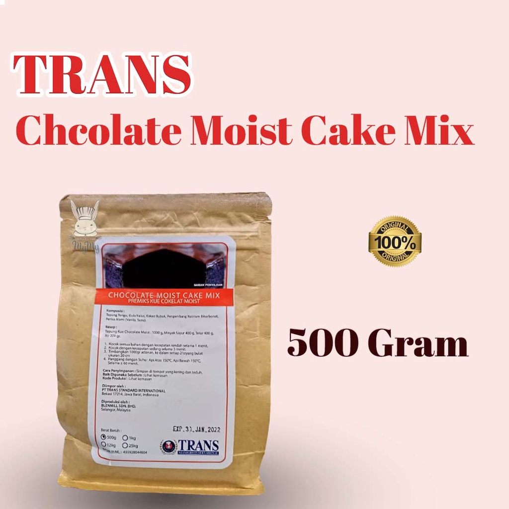 

Trans Chocolate Moist Cake Mix 500 Gram Tepung premix Instant