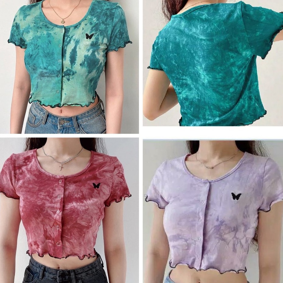 𝐑𝐄𝐀𝐃𝐘 𝐒𝐓𝐎𝐂𝐊 𝐒𝐀𝐅 - 𝐓𝐎𝐏 𝐎𝐍𝐋𝐘 - ANYA crop top tie dye woman premium  / baju atasan wanita murah / blous