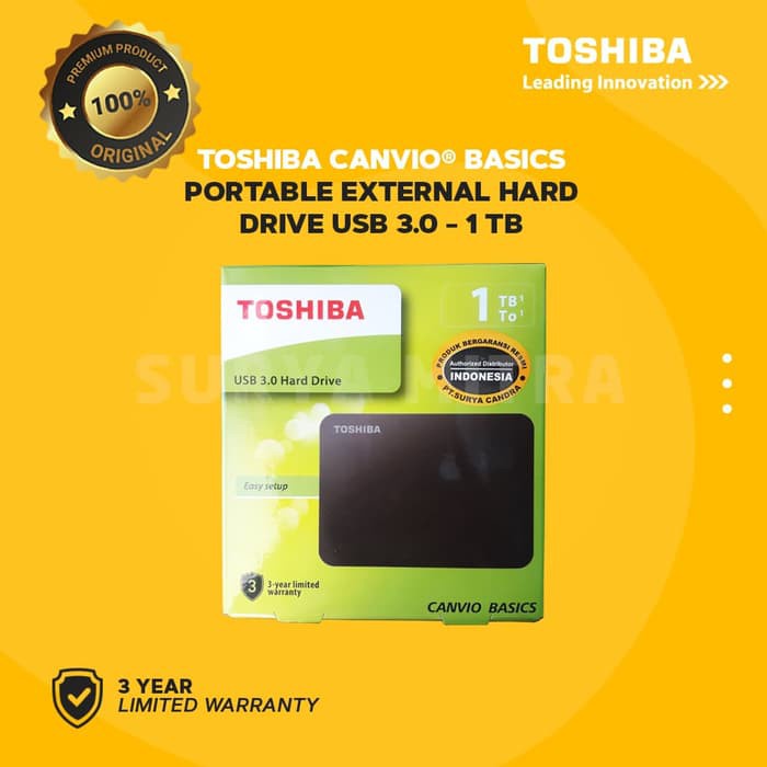 Hardisk Eksternal 1TB Toshiba Canvio Basic USB 3.0