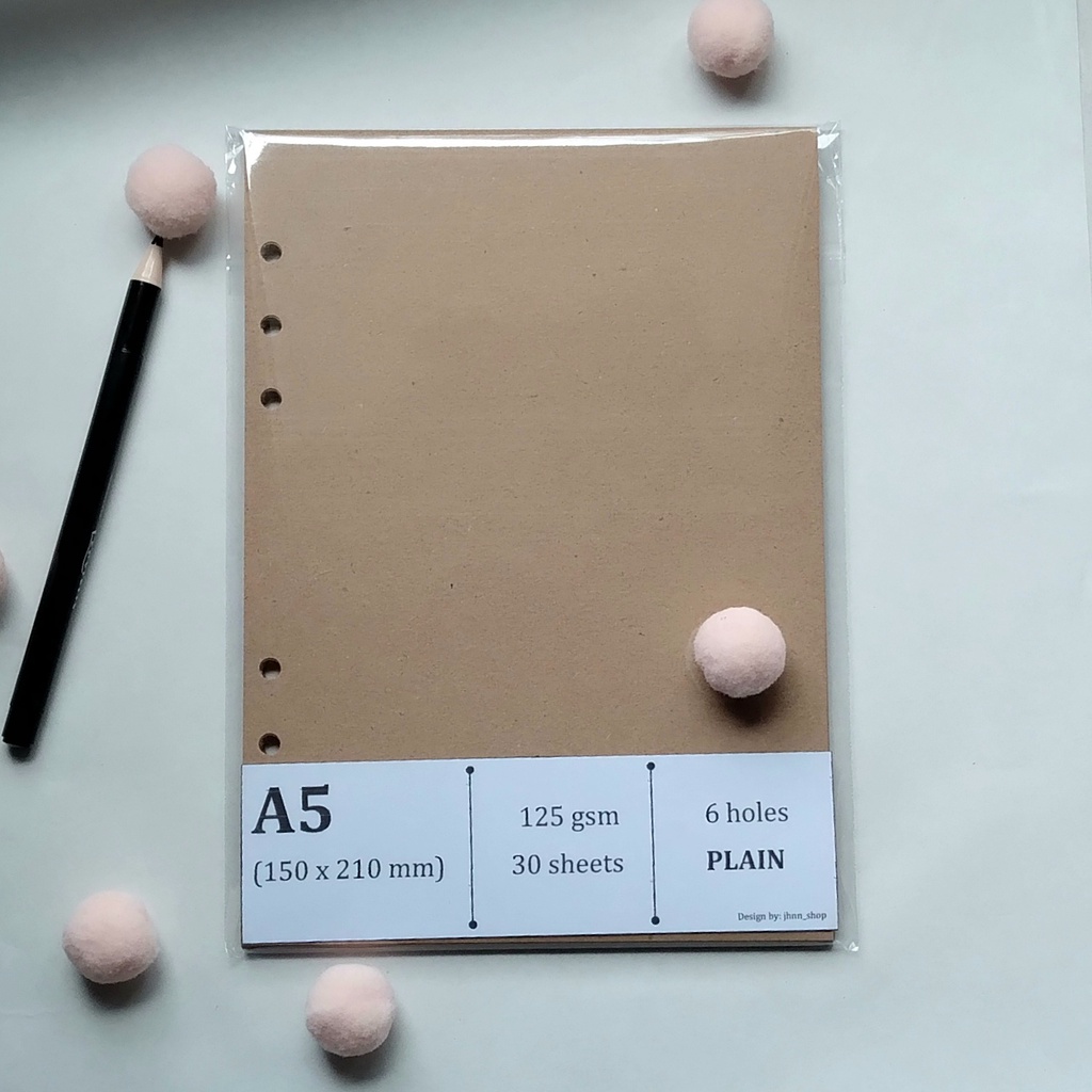 

[Kraft6] Loose Leaf A5 6 lubang / Isi Binder warna coklat