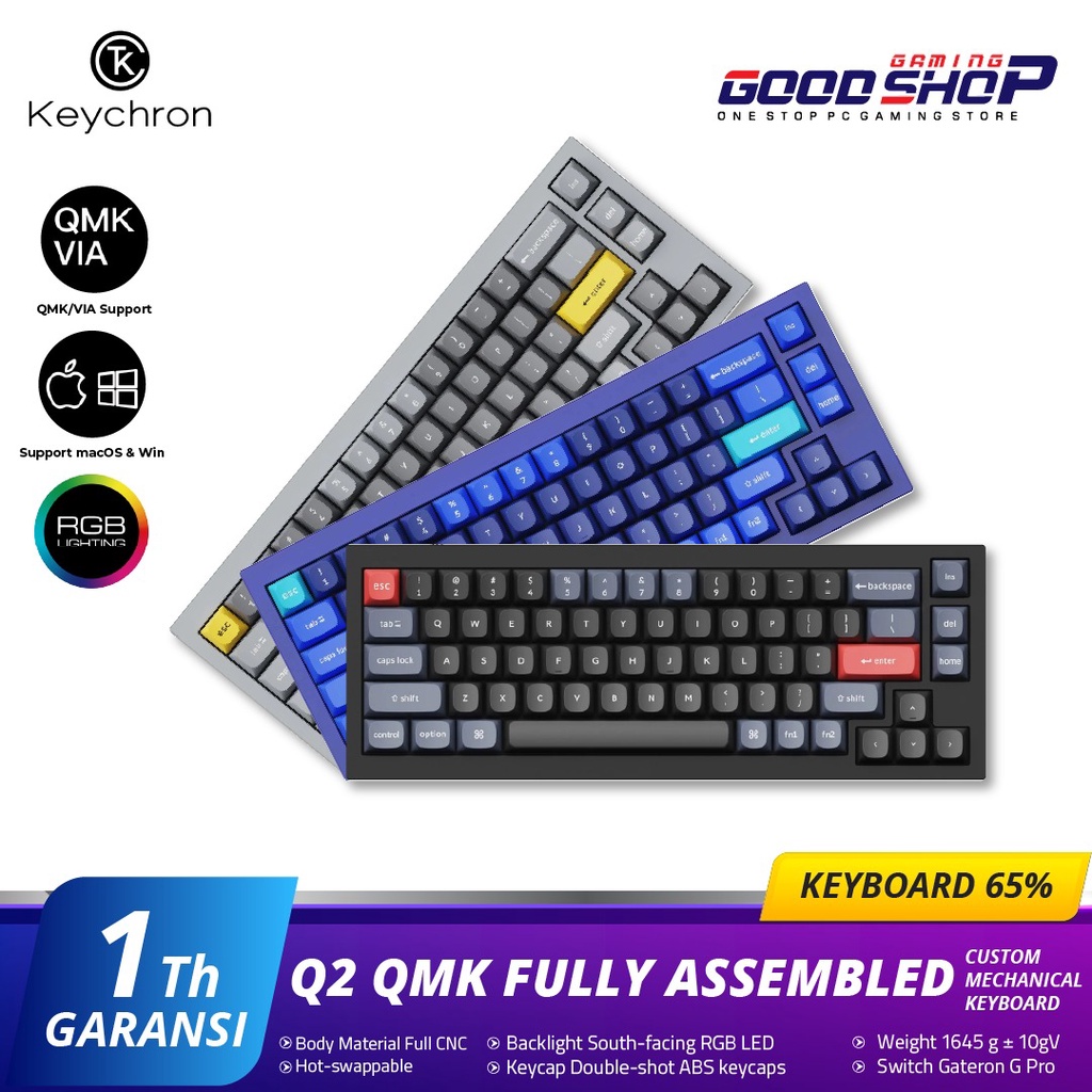 Keychron Q2 QMK 65% Fully Assembled Custom Mechanical Keyboard