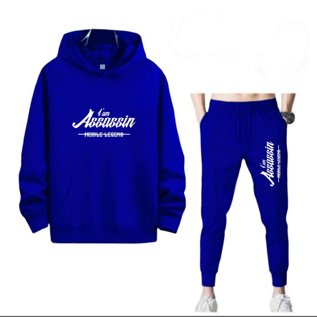SETELAN I AM ASSASSIN JOGGER DAN HOODIE BAHAN TEBAL NYAMAN DIPAKAI TERLARIS