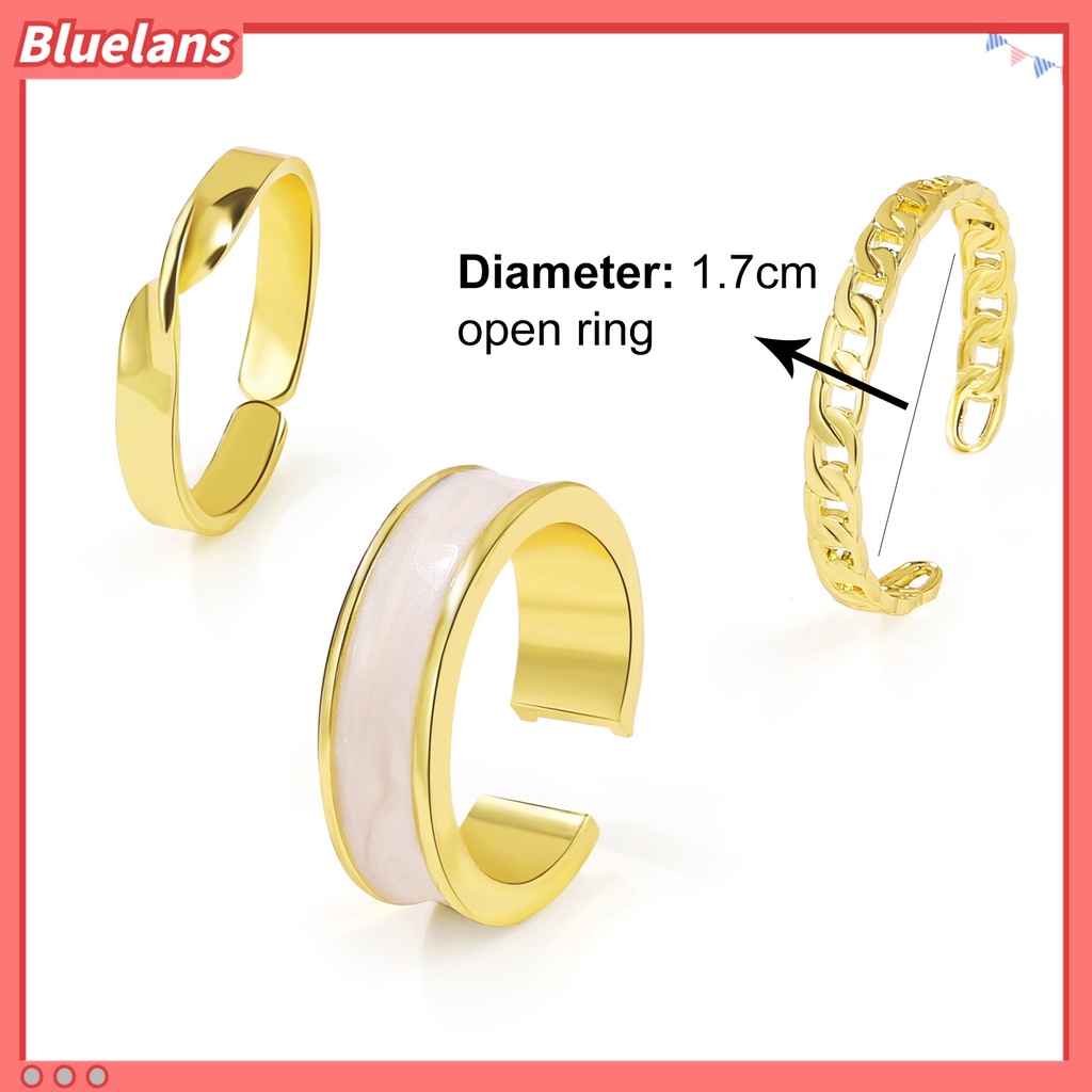 3pcs / Set Cincin Jari Model Terbuka Dapat Disesuaikan Untuk Wanita