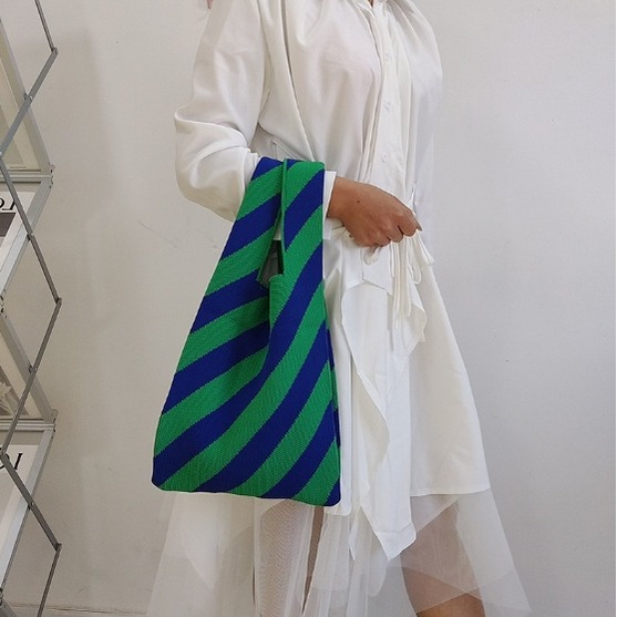 Strippy tas bahu stripes knit crochet / tote bag