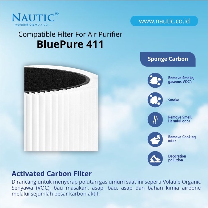 NAUTIC - ADAPTED Filter untuk Blu*air Blue Pure 411/Replacement Filter BluePure 411