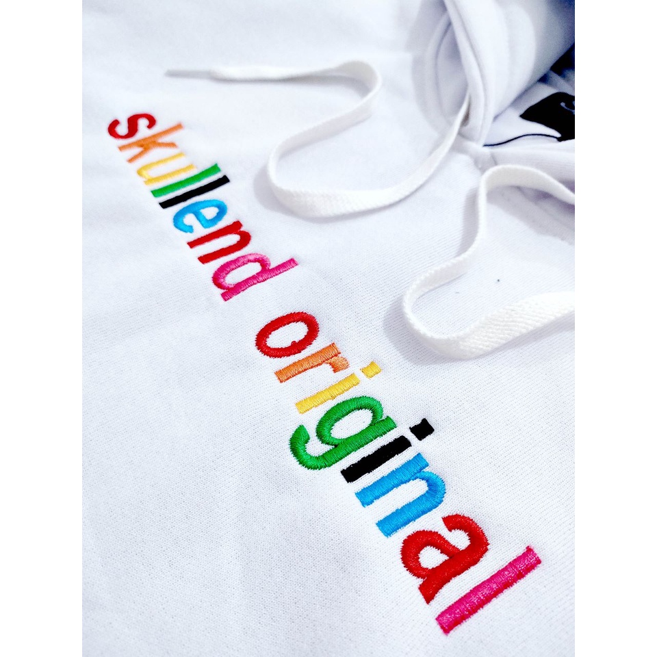 SKULLEND - Jaket Pullover Sweater Hoodie Jumper Unisex Bordir Cotton Fleece Putih