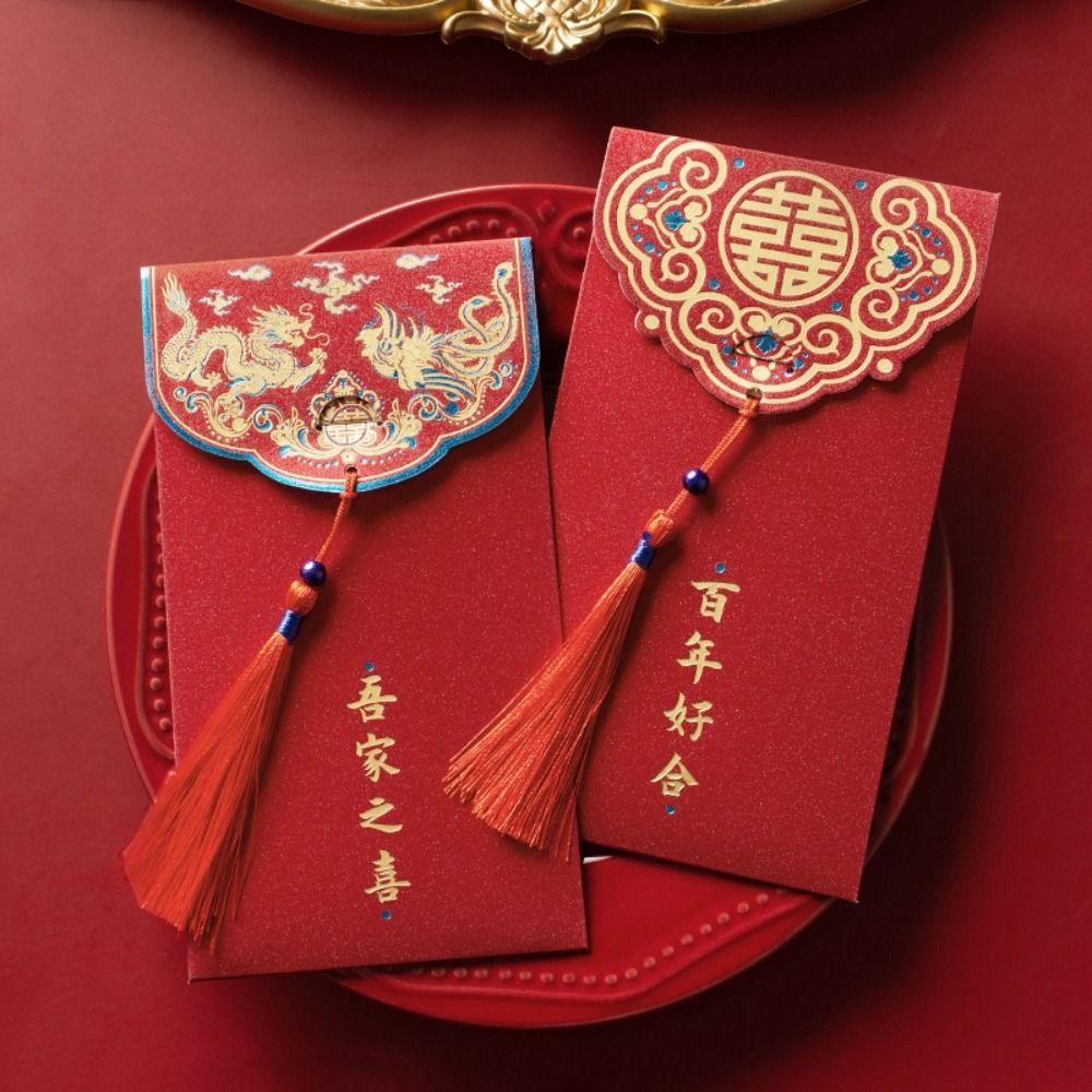 Mxbeauty Amplop Merah Imlek Merah Klasik Spring Festival Wedding 10pc Hongbao Paket Uang