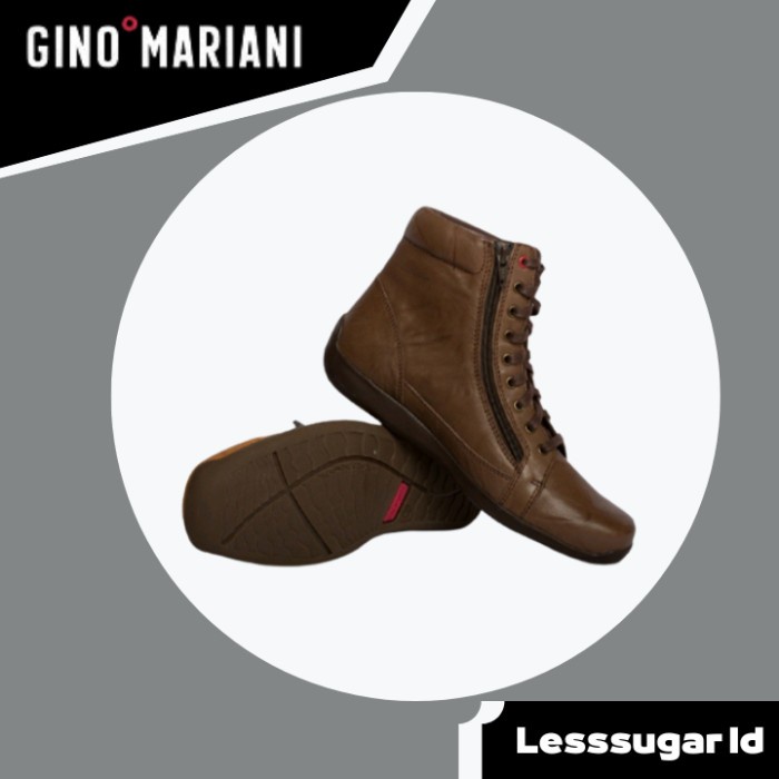 Sepatu GINO MARIANI Original Model Boots Kulit Coklat Tua Elario 10