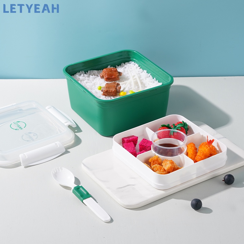 letyeah Kotak makan anti tumpah dengan sauce cup /1600ml lunch box tempat makan double layer/salad box