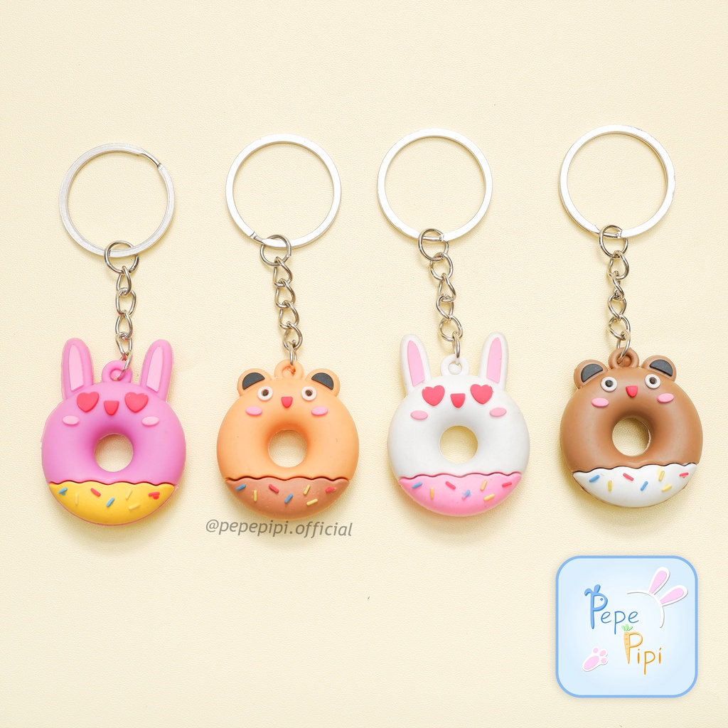 Gantungan Kunci Karet Donat Kelinci Bear Ganci Keychain Hiasan Tas karet Gantung Hiasan Aksesoris Tas beruang rabit rabbit