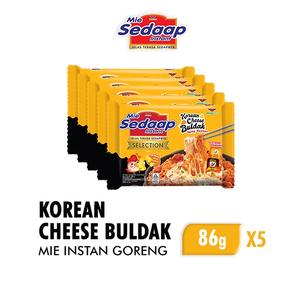 Sedaap Mie Instan Goreng Korean Cheese Buldak Bag 86 gr x5