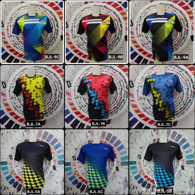 Jual Baju Kaos Jersey Bulutangkis Lining Baju Badminton Kaos Volley Printing Atasan Pria Kaos