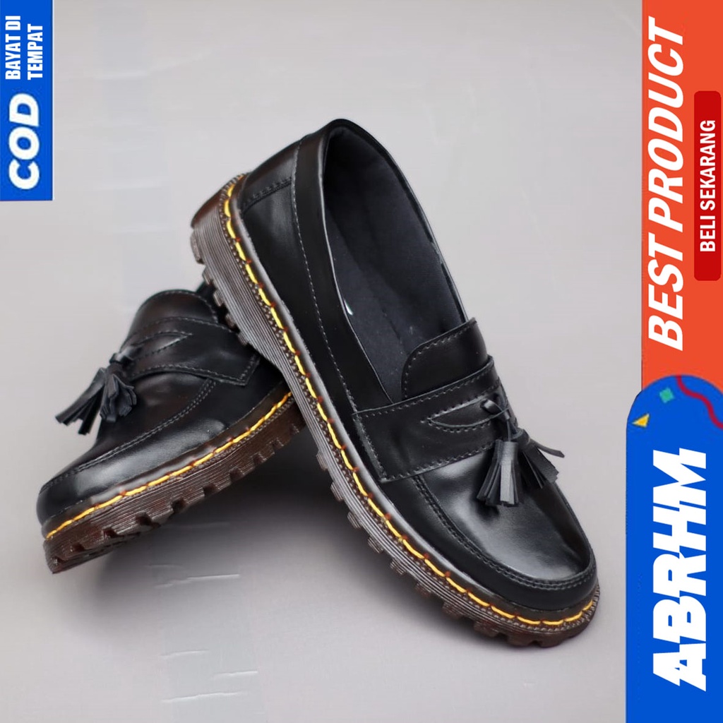 Sepatu Docmart Loafers Wanita Hitam Abrhm Melis