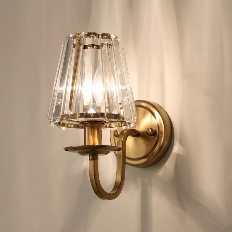 Lampu Dinding Hias Rumah Mewah Gold Glass Crystal Sconce Wall Lamp