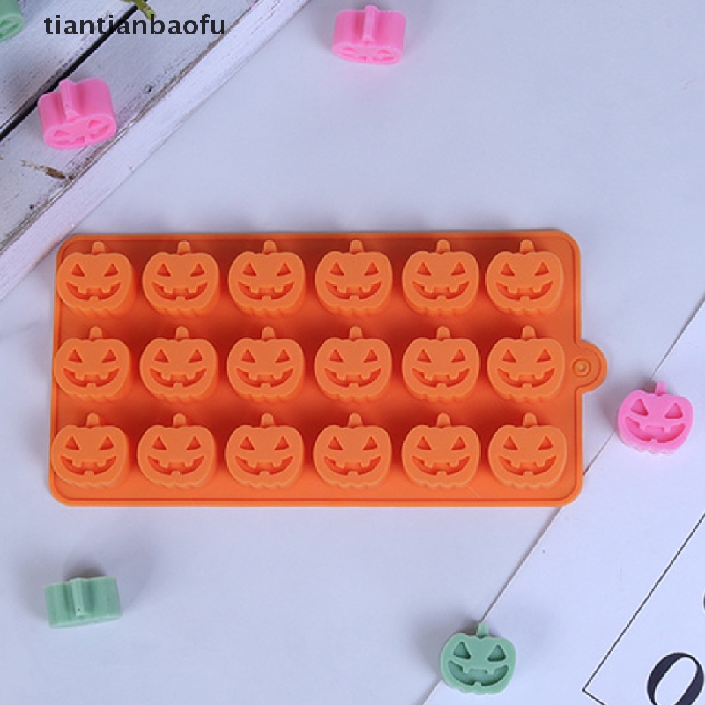 [tiantianbaofu] 18 Holes Mini Halloween Silicone Pumpkin Mold for Thanksgiving Pumpkin Chocolate Gummies Candy Christmas Candy Cake Decoration