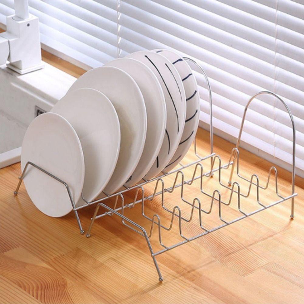 [Elegan] Rak Piring Masak Tahan Karat Drying Stand Dish Drying Kitchen Organizer Draining Plates Slot