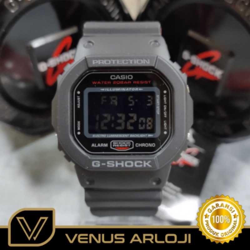 Jam Casio G-Shock DW-5600HR-1DR DW 5600HR 1DR Pria Karet Hitam Merah Segi Digital