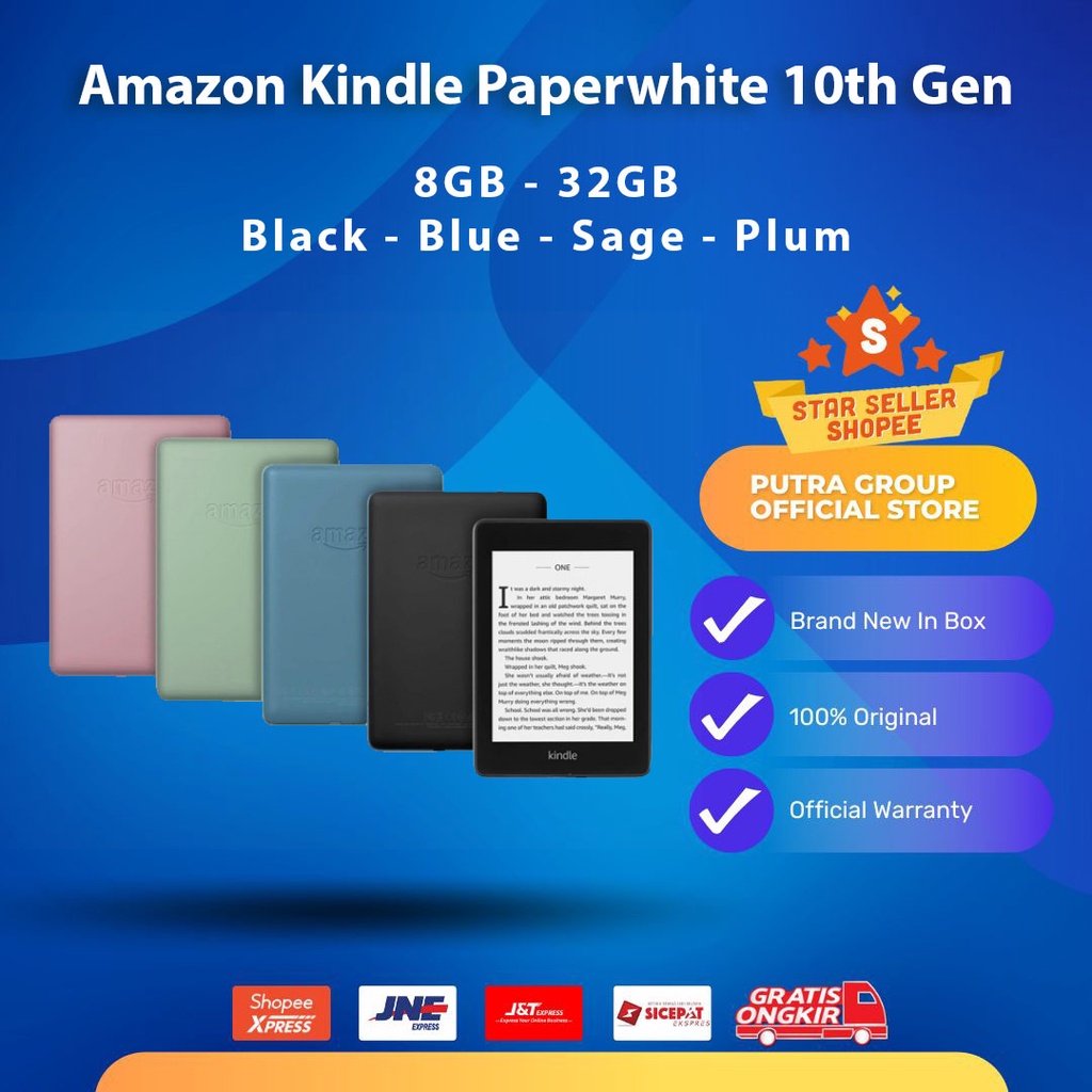 Amazon Kindle Paperwhite 10th Gen 10 2018 8GB 8 GB / 32GB 32 GB Black Sage Plum Blue