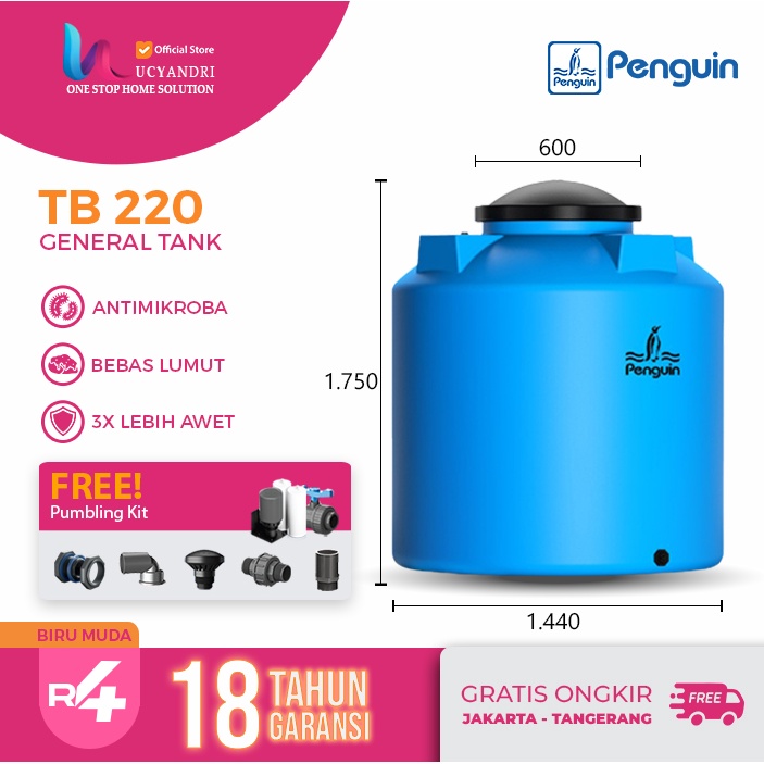 Tangki Air Penguin TB 220 Toren 2250 L Tandon TB220 Free Plumbing Kit Free Ongkir